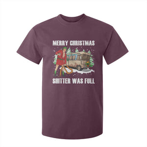 Funny Christmas Trump T Shirt For Kid Shitter Was Full Ugly Xmas TS10 Maroon Print Your Wear