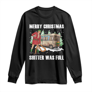 Funny Christmas Trump Long Sleeve Shirt Shitter Was Full Ugly Xmas TS10 Black Print Your Wear