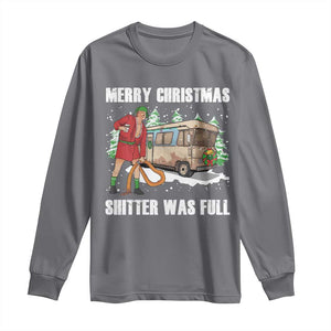 Funny Christmas Trump Long Sleeve Shirt Shitter Was Full Ugly Xmas TS10 Charcoal Print Your Wear