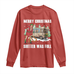 Funny Christmas Trump Long Sleeve Shirt Shitter Was Full Ugly Xmas TS10 Red Print Your Wear