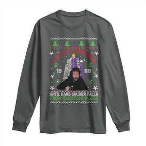 Christmas Nakatomi Plaza Long Sleeve Shirt Hans Gruber Xmas Party 2024 Ugly Gift TS10 Dark Heather Print Your Wear