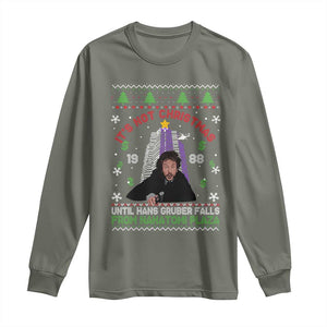 Christmas Nakatomi Plaza Long Sleeve Shirt Hans Gruber Xmas Party 2024 Ugly Gift TS10 Military Green Print Your Wear