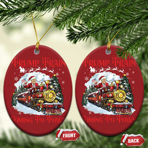 Funny Trump Christmas Ornament Trump Train Coming To Town Santa Pajamas TS10 Oval Red Print Your Wear