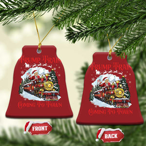 Funny Trump Christmas Ornament Trump Train Coming To Town Santa Pajamas TS10 Bell Flake Red Print Your Wear