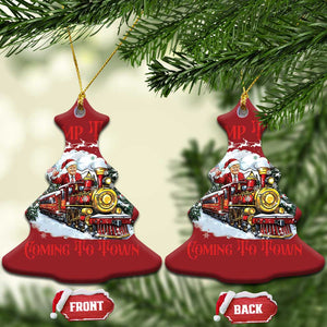 Funny Trump Christmas Ornament Trump Train Coming To Town Santa Pajamas TS10 Christmas Tree Red Print Your Wear