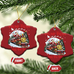 Funny Trump Christmas Ornament Trump Train Coming To Town Santa Pajamas TS10 Snow Flake Red Print Your Wear