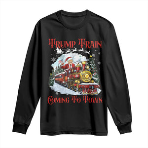 Funny Trump Christmas Long Sleeve Shirt Trump Train Coming To Town Santa Pajamas TS10 Black Print Your Wear