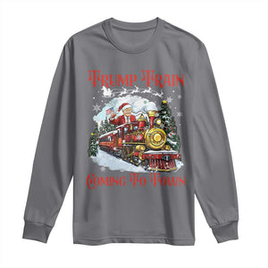 Funny Trump Christmas Long Sleeve Shirt Trump Train Coming To Town Santa Pajamas TS10 Charcoal Print Your Wear