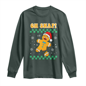 Gingerbread Man Oh Snap Christmas Long Sleeve Shirt TS10 Dark Forest Green Print Your Wear