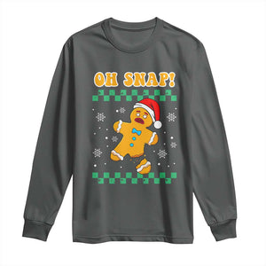 Gingerbread Man Oh Snap Christmas Long Sleeve Shirt TS10 Dark Heather Print Your Wear