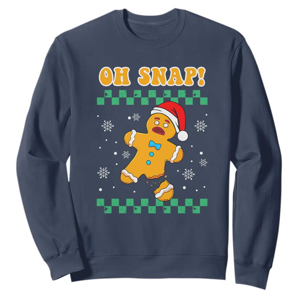 Gingerbread Man Oh Snap Christmas Sweatshirt TS10 Navy Print Your Wear