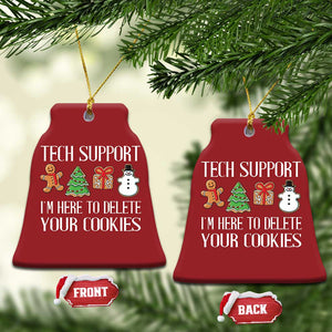 Xmas Tech Support Christmas Ornament Here To Delete Cookies IT Xmas TS10 Bell Flake Red Print Your Wear