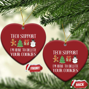 Xmas Tech Support Christmas Ornament Here To Delete Cookies IT Xmas TS10 Heart Red Print Your Wear