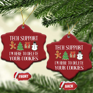 Xmas Tech Support Christmas Ornament Here To Delete Cookies IT Xmas TS10 Snow Flake Red Print Your Wear