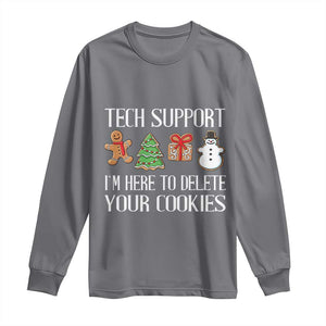 Christmas Tech Support Long Sleeve Shirt Here To Delete Cookies IT Xmas TS10 Charcoal Print Your Wear