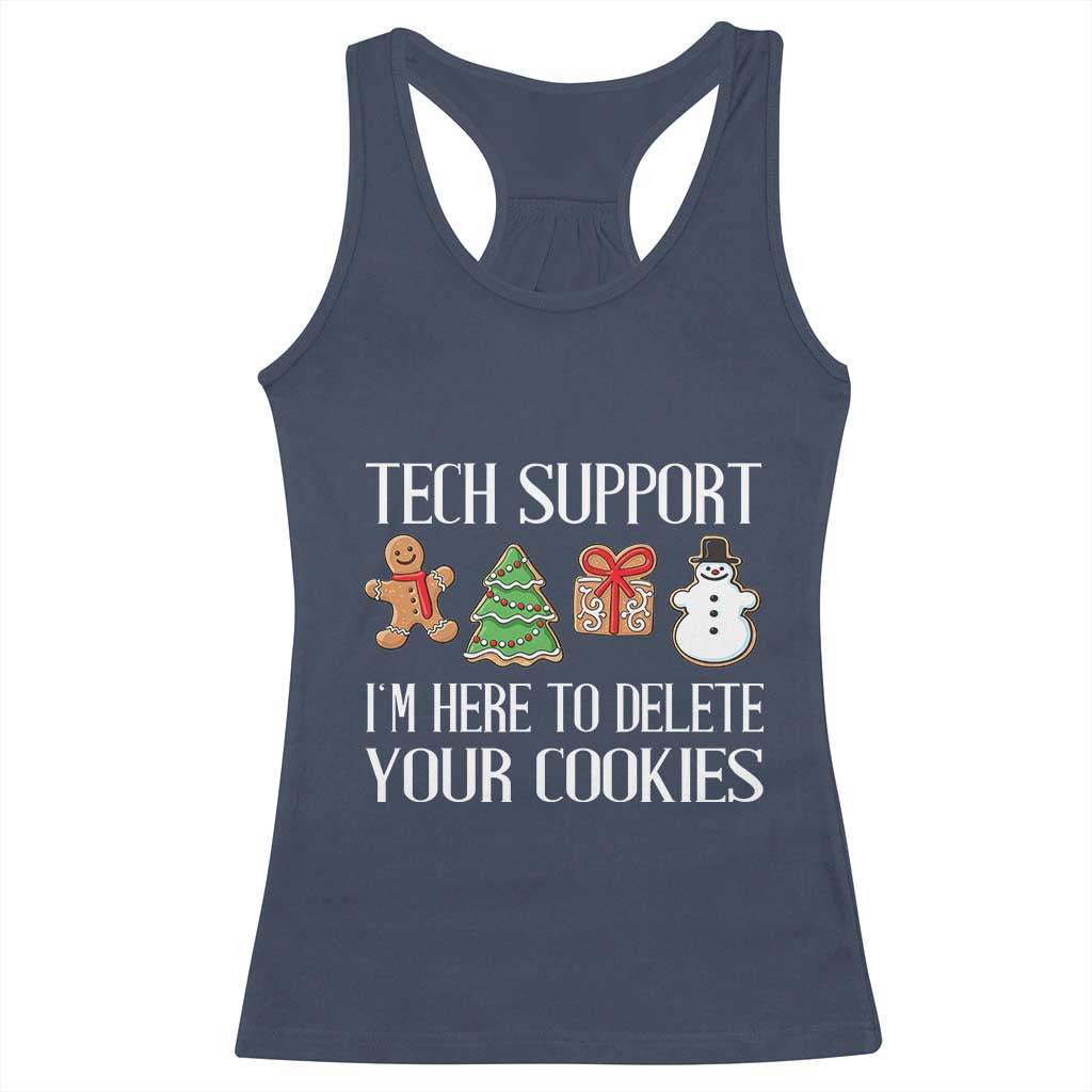 Christmas Tech Support Racerback Tank Top Here To Delete Cookies IT Xmas TS10 Navy Print Your Wear