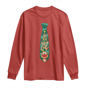 Funny Christmas Long Sleeve Shirt Tie With Reindeer For Family Matching Ugly Gift TS10 Red Print Your Wear