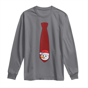 Funny Christmas Long Sleeve Shirt Tie With Snowman For Family Matching Ugly Gift TS10 Charcoal Print Your Wear