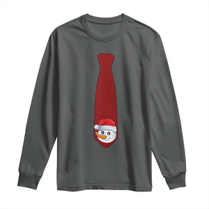 Funny Christmas Long Sleeve Shirt Tie With Snowman For Family Matching Ugly Gift TS10 Dark Heather Print Your Wear