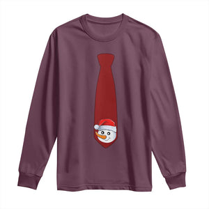 Funny Christmas Long Sleeve Shirt Tie With Snowman For Family Matching Ugly Gift TS10 Maroon Print Your Wear