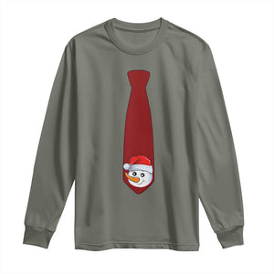 Funny Christmas Long Sleeve Shirt Tie With Snowman For Family Matching Ugly Gift TS10 Military Green Print Your Wear