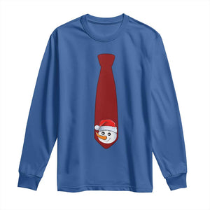 Funny Christmas Long Sleeve Shirt Tie With Snowman For Family Matching Ugly Gift TS10 Royal Blue Print Your Wear