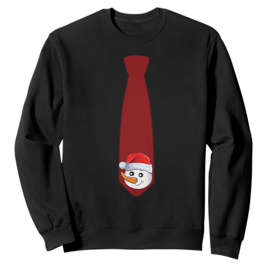 Funny Christmas Sweatshirt Tie With Snowman For Family Matching Ugly Gift TS10 Black Print Your Wear