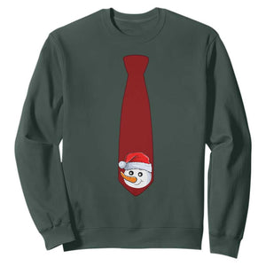 Funny Christmas Sweatshirt Tie With Snowman For Family Matching Ugly Gift TS10 Dark Forest Green Print Your Wear