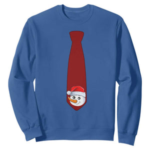 Funny Christmas Sweatshirt Tie With Snowman For Family Matching Ugly Gift TS10 Royal Blue Print Your Wear