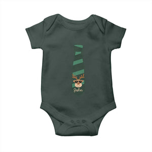 Personalized Funny Christmas Baby Onesie Tie With Reindeer For Family Matching Custom Name Ugly Gift TS10 Dark Forest Green Print Your Wear