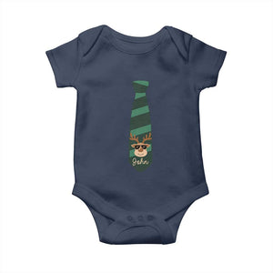 Personalized Funny Christmas Baby Onesie Tie With Reindeer For Family Matching Custom Name Ugly Gift TS10 Navy Print Your Wear