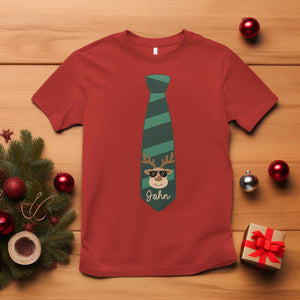 Personalized Funny Christmas T Shirt Tie With Reindeer For Family Matching Custom Name Ugly Gift TS10 Red Print Your Wear