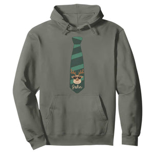 Personalized Funny Christmas Hoodie Tie With Reindeer For Family Matching Custom Name Ugly Gift TS10 Military Green Print Your Wear