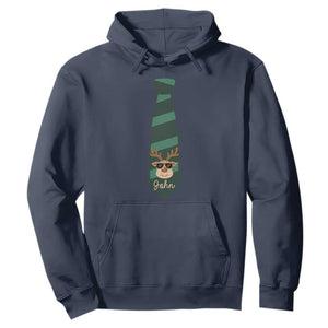 Personalized Funny Christmas Hoodie Tie With Reindeer For Family Matching Custom Name Ugly Gift TS10 Navy Print Your Wear