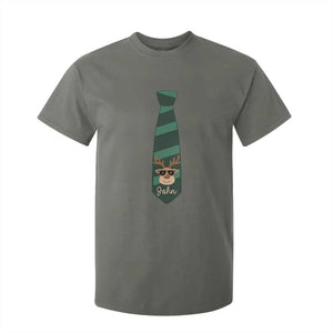 Personalized Funny Christmas T Shirt For Kid Tie With Reindeer For Family Matching Custom Name Ugly Gift TS10 Military Green Print Your Wear