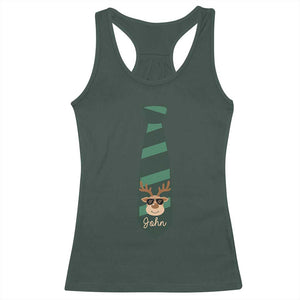 Personalized Funny Christmas Racerback Tank Top Tie With Reindeer For Family Matching Custom Name Ugly Gift TS10 Dark Forest Green Print Your Wear