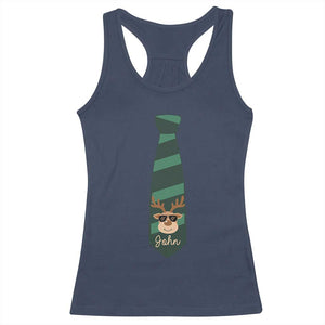 Personalized Funny Christmas Racerback Tank Top Tie With Reindeer For Family Matching Custom Name Ugly Gift TS10 Navy Print Your Wear