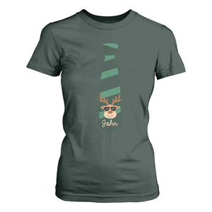 Personalized Funny Christmas T Shirt For Women Tie With Reindeer For Family Matching Custom Name Ugly Gift TS10 Dark Forest Green Print Your Wear