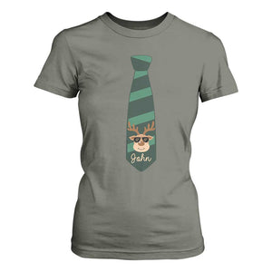 Personalized Funny Christmas T Shirt For Women Tie With Reindeer For Family Matching Custom Name Ugly Gift TS10 Military Green Print Your Wear