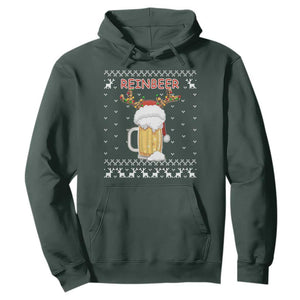 Christmas Couple Matching Hoodie Funny Winedeer Reinbeer Matching Ugly Sweaters Beer TS10 Dark Forest Green Print Your Wear