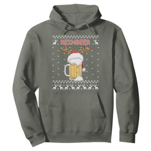 Christmas Couple Matching Hoodie Funny Winedeer Reinbeer Matching Ugly Sweaters Beer TS10 Military Green Print Your Wear