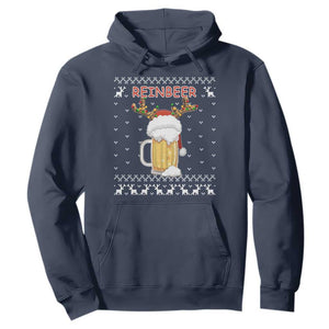 Christmas Couple Matching Hoodie Funny Winedeer Reinbeer Matching Ugly Sweaters Beer TS10 Navy Print Your Wear