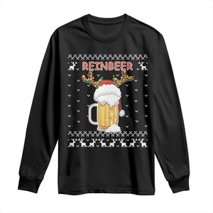 Christmas Couple Matching Long Sleeve Shirt Funny Winedeer Reinbeer Matching Ugly Sweaters Beer TS10 Black Print Your Wear