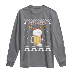 Christmas Couple Matching Long Sleeve Shirt Funny Winedeer Reinbeer Matching Ugly Sweaters Beer TS10 Charcoal Print Your Wear