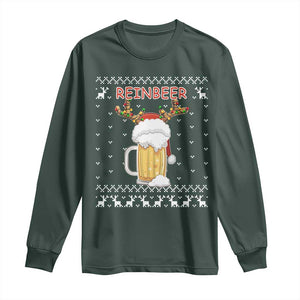 Christmas Couple Matching Long Sleeve Shirt Funny Winedeer Reinbeer Matching Ugly Sweaters Beer TS10 Dark Forest Green Print Your Wear