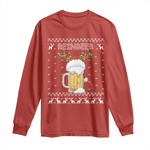 Christmas Couple Matching Long Sleeve Shirt Funny Winedeer Reinbeer Matching Ugly Sweaters Beer TS10 Red Print Your Wear