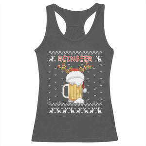 Christmas Couple Matching Racerback Tank Top Funny Winedeer Reinbeer Matching Ugly Sweaters Beer TS10 Dark Heather Print Your Wear