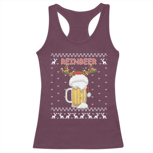 Christmas Couple Matching Racerback Tank Top Funny Winedeer Reinbeer Matching Ugly Sweaters Beer TS10 Maroon Print Your Wear