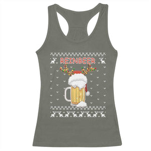 Christmas Couple Matching Racerback Tank Top Funny Winedeer Reinbeer Matching Ugly Sweaters Beer TS10 Military Green Print Your Wear