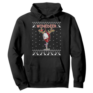 Christmas Couple Matching Hoodie Funny Winedeer Reinbeer Matching Ugly Sweaters Wine TS10 Black Print Your Wear